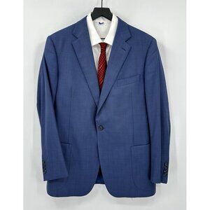 J HILBURN jacket blazer sport coat blue 42R 100% wool blue one button business